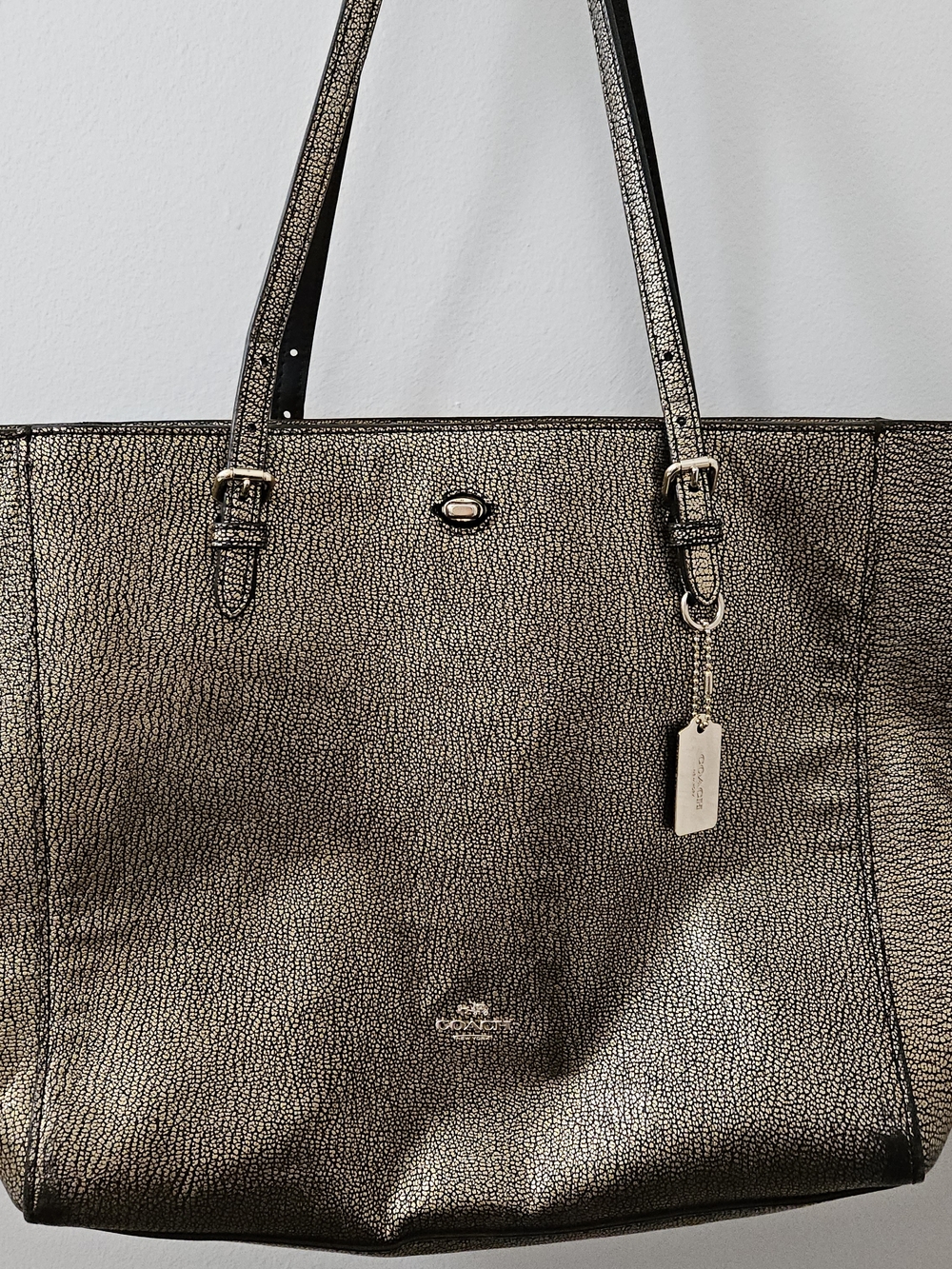 Coach Metallic Gold Leather Tote Bag
